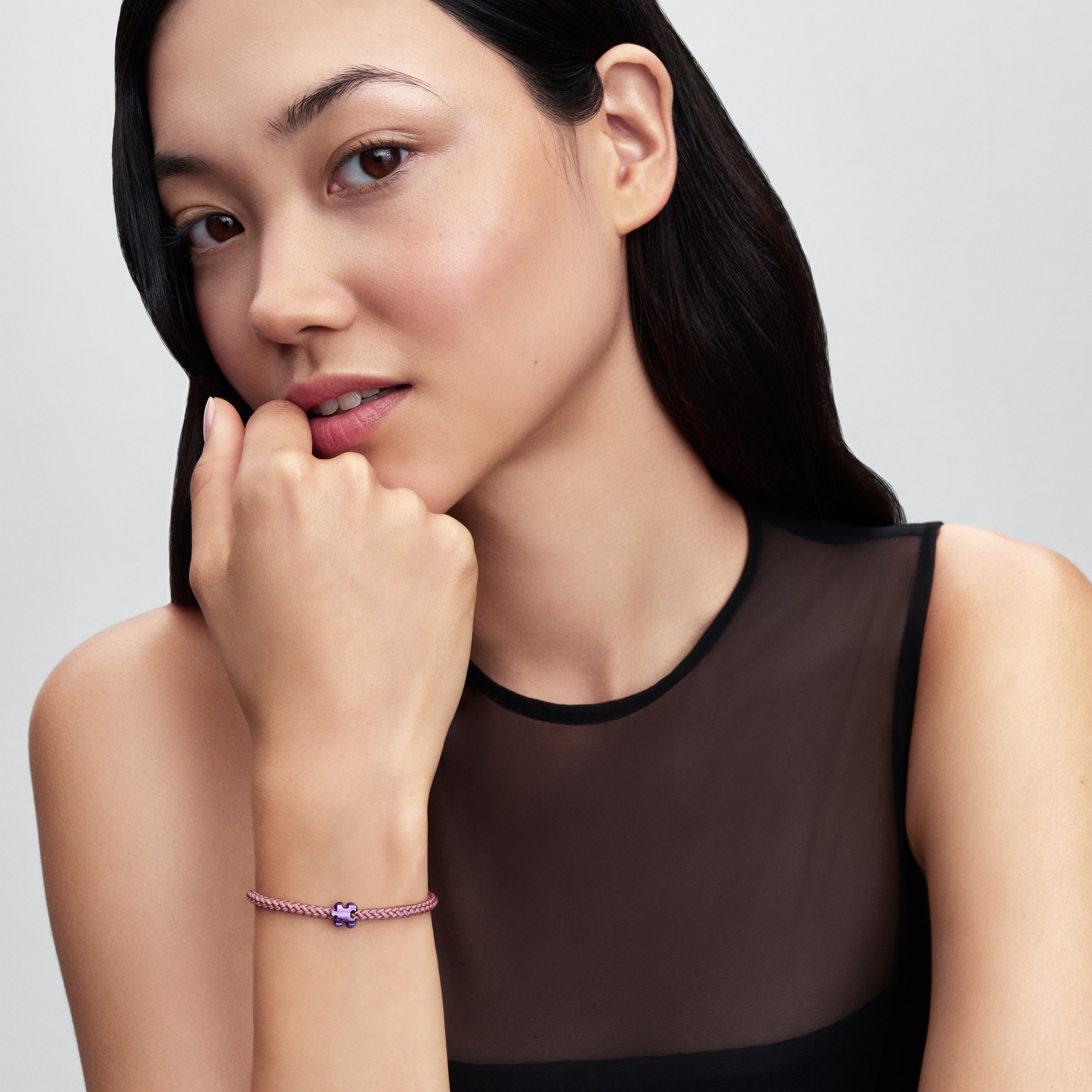 Pandora Schimmerndes rosafarbenes Kordelarmband - Silber - Textilkordel - 17,5 cm – Ansicht 5