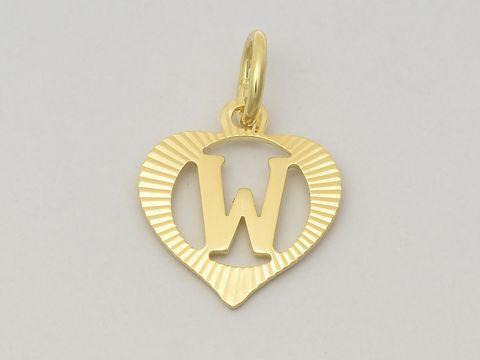 47435-0 Herz Anhänger mit Buchstabe W aus 333 Gold, diamantiert, hergestellt von Juwelier Harnisch. Elegantes Design, ideal als persönliches Schmuckstück oder Geschenk.