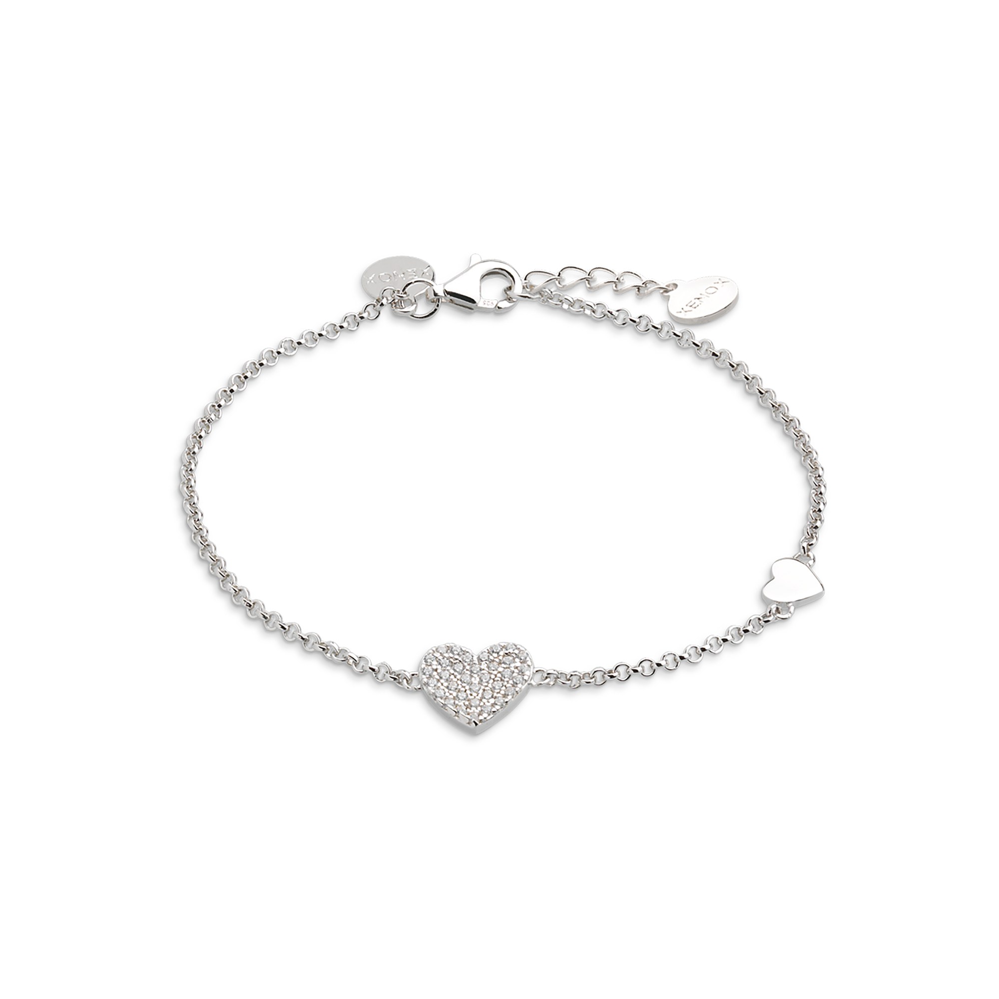 XENOX Sterling Silber Armband XS2783 - 15-20 cm - LOVE STORY - Ankerkette - Herz – Ansicht 2