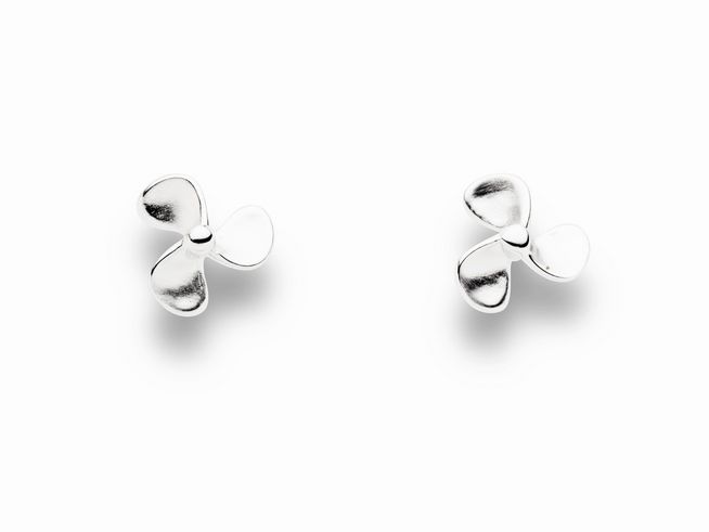 DUR Schiffsschraube O5501 Sterling Silber Ohrring rhodiniert, elegante minimalistische Ohrringe in Form einer Schiffsschraube, ideal für maritime Designs und jeden Anlass.