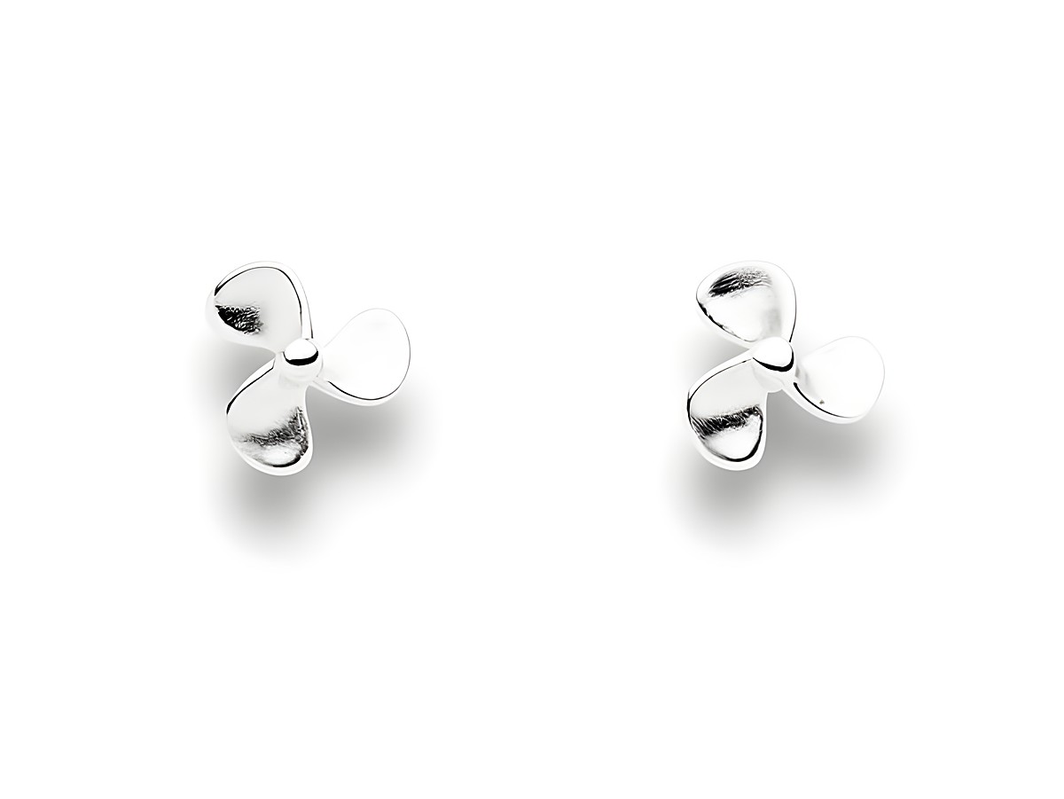 DUR Schiffsschraube O5501 Sterling Silber Ohrring rhodiniert, elegante minimalistische Ohrringe in Form einer Schiffsschraube, ideal für maritime Designs und jeden Anlass.