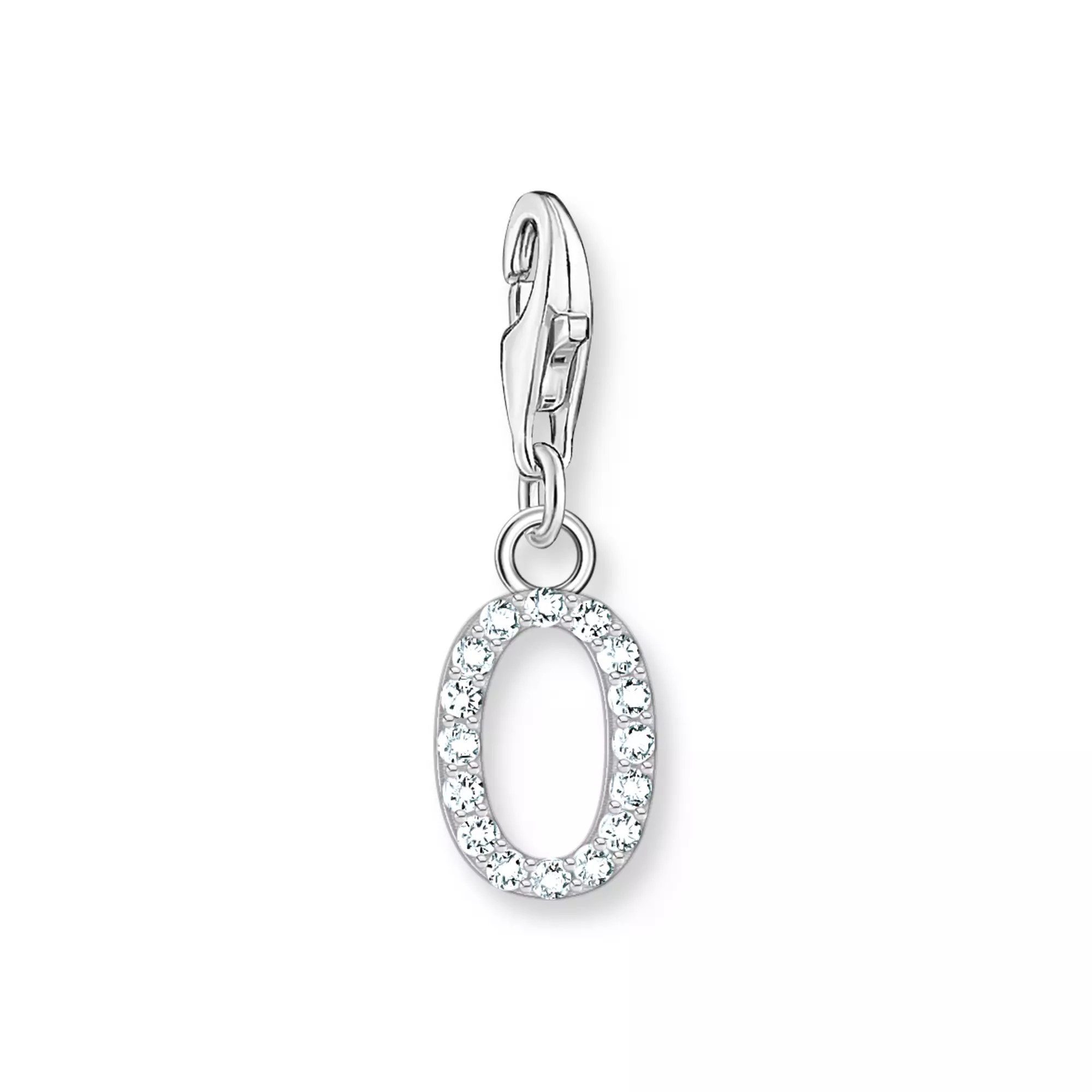 Thomas Sabo Charm-Anhänger - funkelnder Buchstabe O - Silber & Zirkonia - Weiß