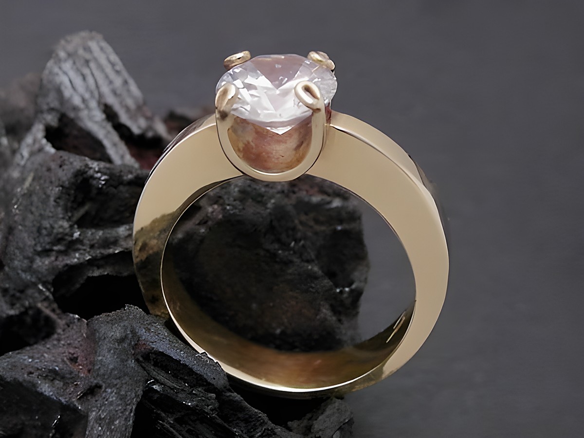 Gold Ring herausragend Gold 585 Zirkonia Goldring Gr. 54, Hersteller Juwelier Harnisch bis Gr. 54/17,5. Der Ring zeigt eine elegante Goldfassung mit einem strahlenden Zirkonia. – Ansicht 2