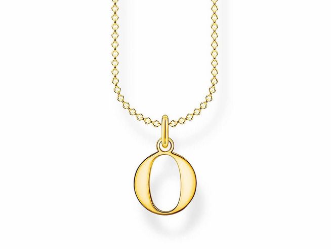 Halskette von Thomas Sabo mit vergoldetem Silber Anhänger in Form des Buchstabens O, verstellbar von 38 bis 45 cm, elegantes Design ideal für persönliche Styles.