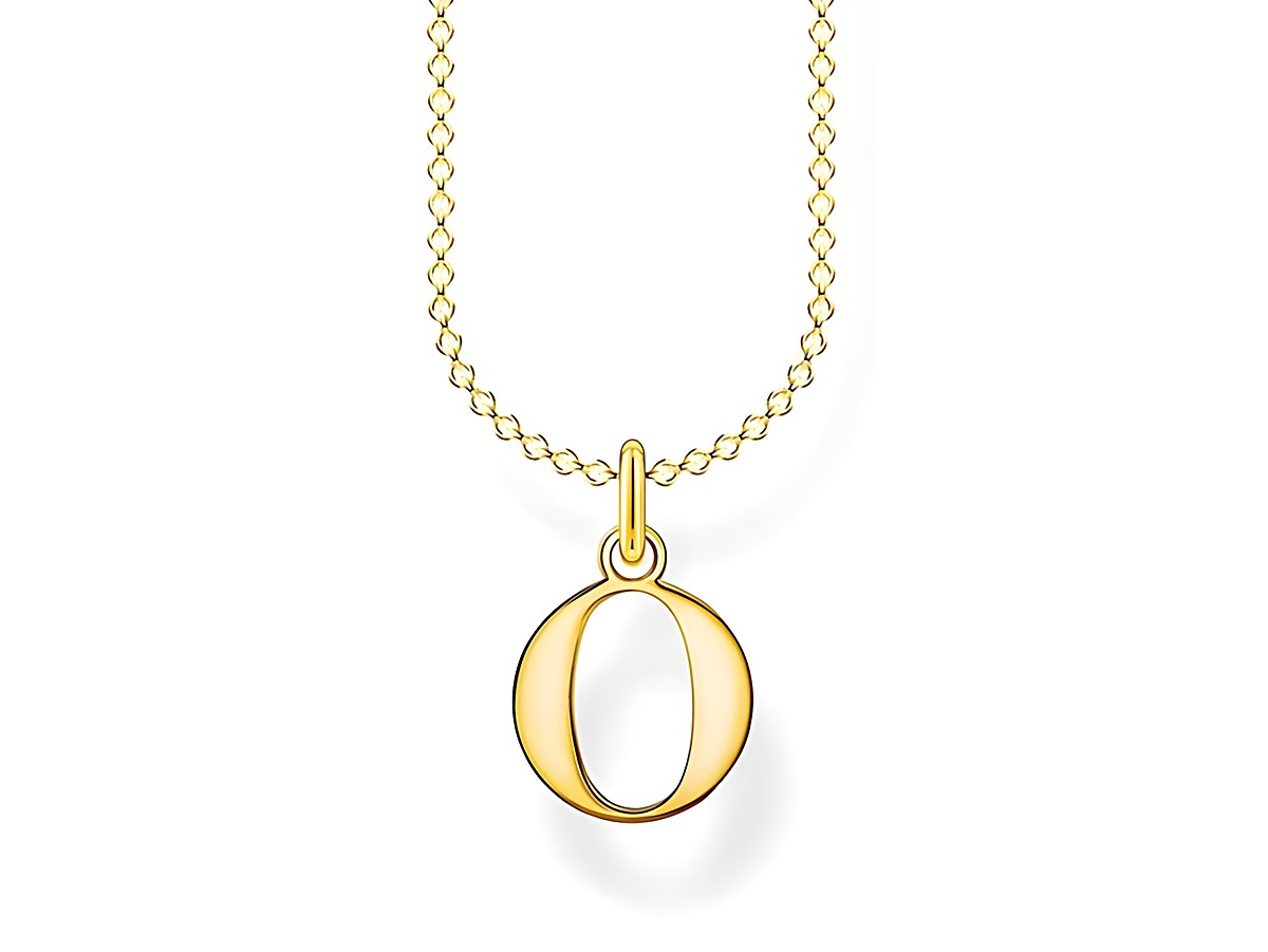 Halskette von Thomas Sabo mit vergoldetem Silber Anhänger in Form des Buchstabens O, verstellbar von 38 bis 45 cm, elegantes Design ideal für persönliche Styles.