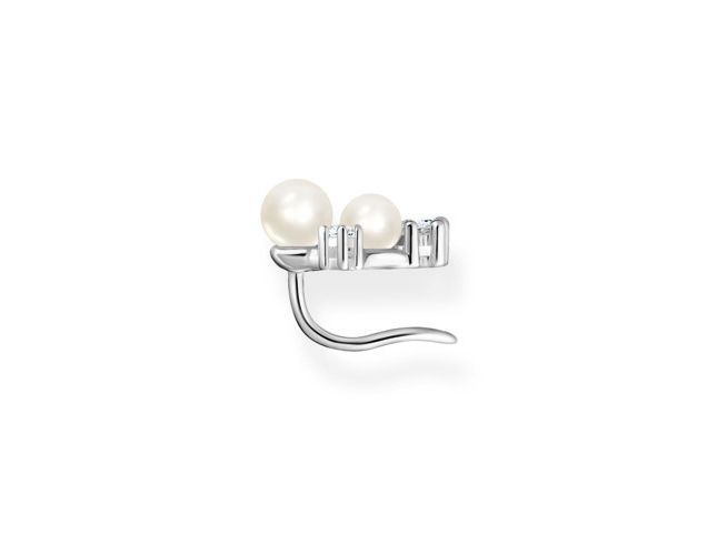 Ohrstecker von Thomas Sabo aus Sterling Silber mit zwei weißen Perlen und Zirkonia, elegantes Design für modernen Ohrschmuck.