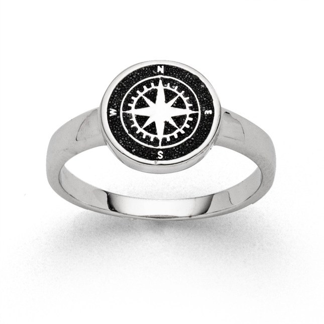 DUR Ring Kompass - Sterling Silber - Lavasand – Ansicht 3