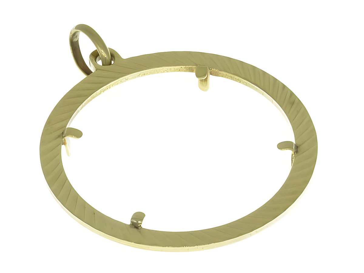 Münzfassung Anhänger aus 585 Gold mit Diamantschliff, Durchmesser 26,4 mm, geeignet für Münzen, hergestellt von Juwelier Harnisch, idealer Schmuck für Sammler.
