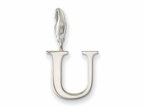 Silberner Buchstabe U Anhänger aus der Thomas Sabo Kollektion, perfekt für personalisierte Schmuckstücke, schickes Design mit Karabinerverschluss, ideal zum Kombinieren.