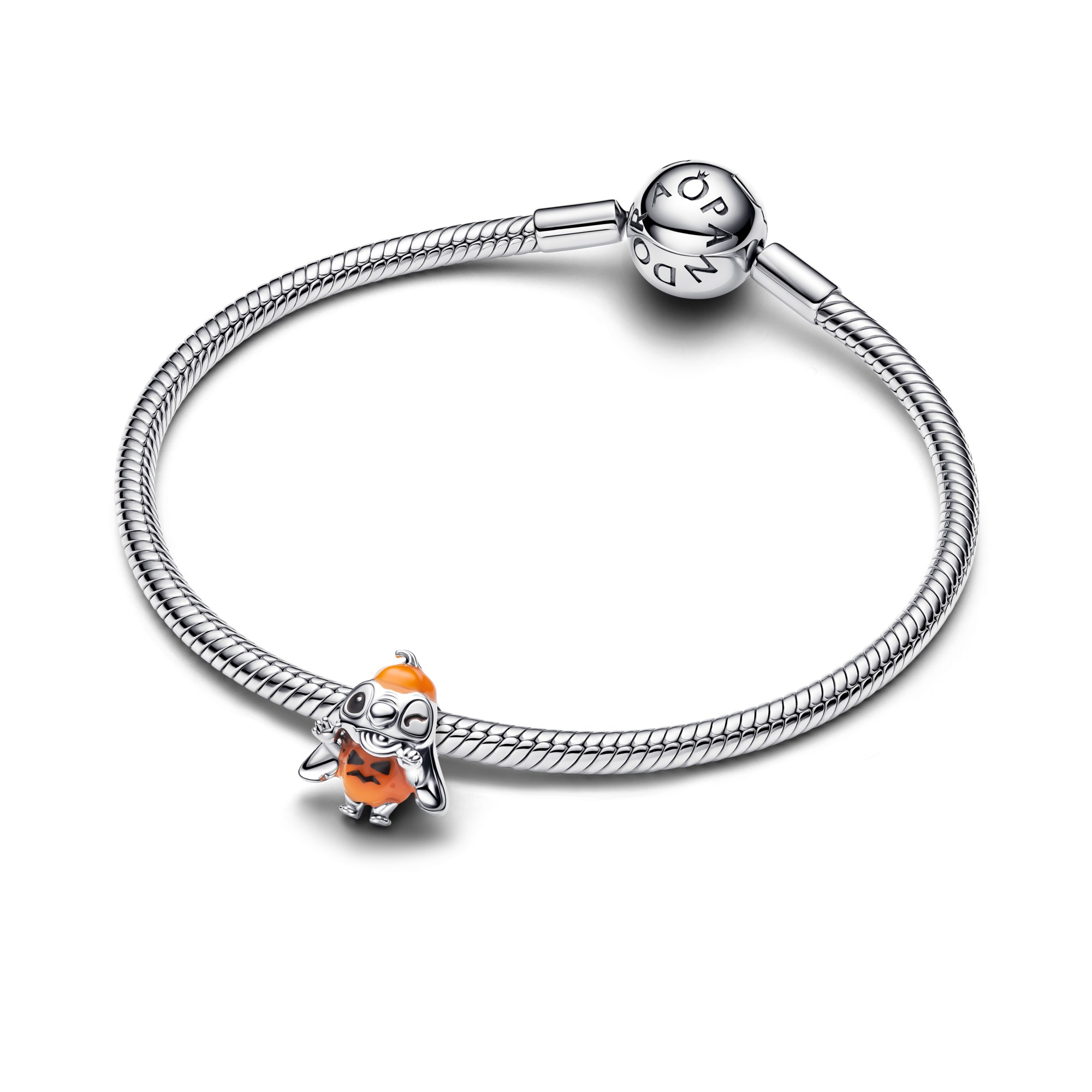 Pandora Disney Stitch Halloween-Kürbis Charm - Sterling Silber - Imitation quartz Emaille Orange – Ansicht 2