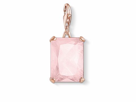 Silber Roségold Charm-Anhänger von Thomas Sabo mit einem funkelnsten rosa Stein und Perlen, ideal für individuelles Schmuckdesign und elegante Akzente.