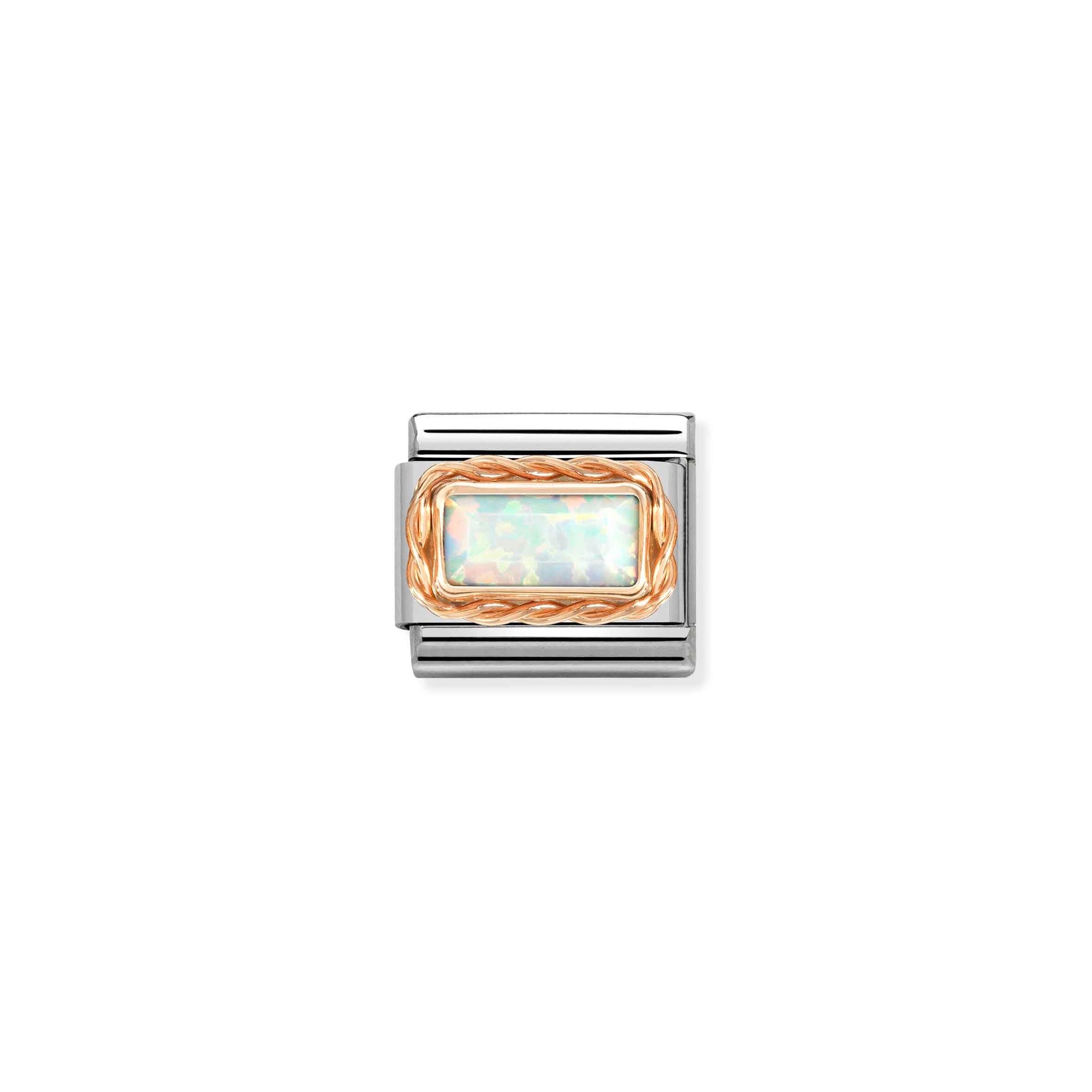 Nomination Composable Classic Charm Kordel Opal weiß - Edelstahl, Gold 375 Roségold