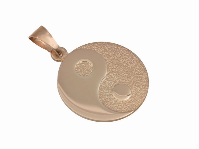 Yin Yang Anhänger aus 925 Sterling Silber, teilmattiert und roségold vergoldet, symbolisiert Harmonie und Balance, hergestellt von Juwelier Harnisch, als Glücksbringer geeignet.