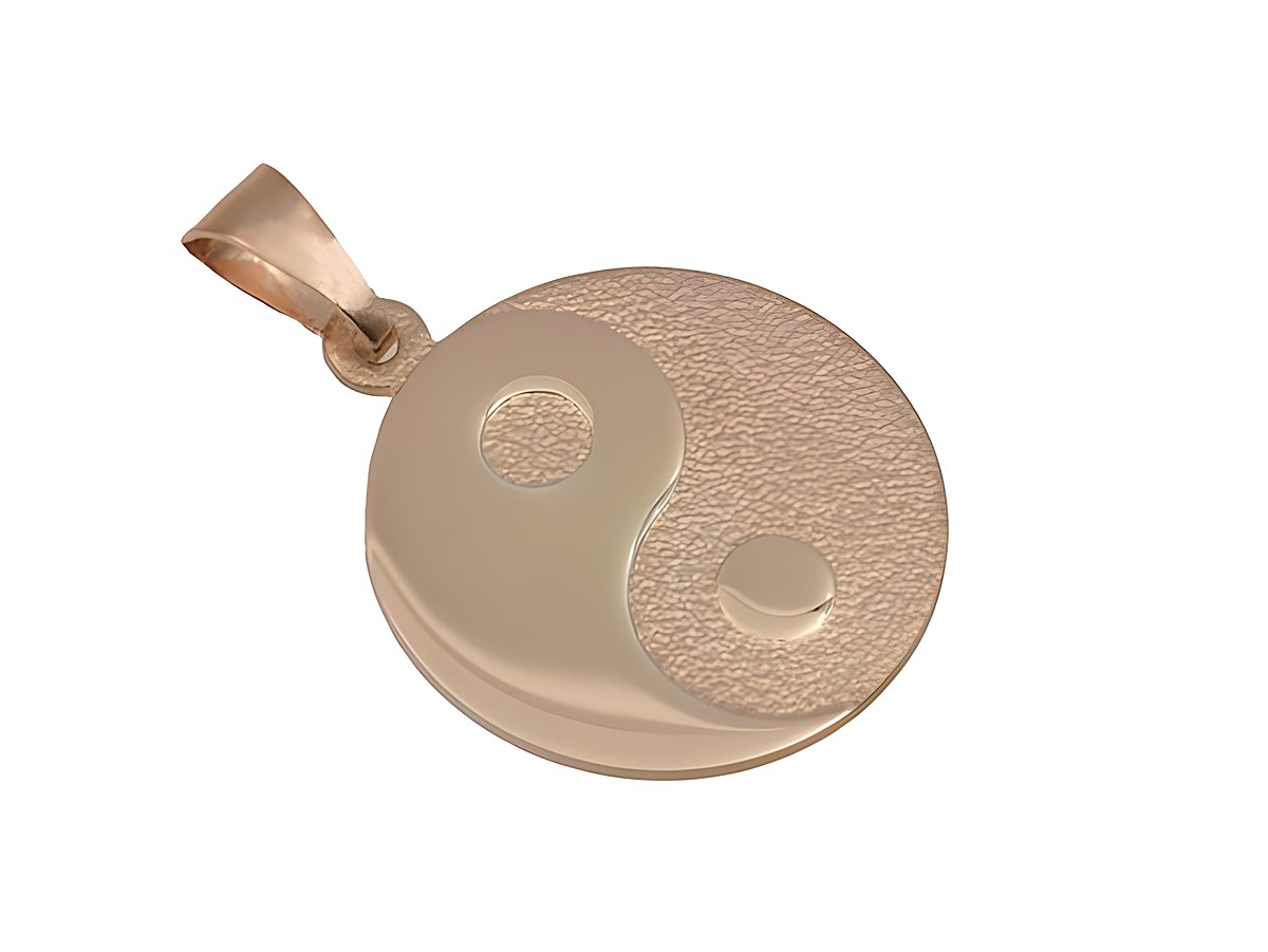 Yin Yang Anhänger aus 925 Sterling Silber, teilmattiert und roségold vergoldet, symbolisiert Harmonie und Balance, hergestellt von Juwelier Harnisch, als Glücksbringer geeignet.