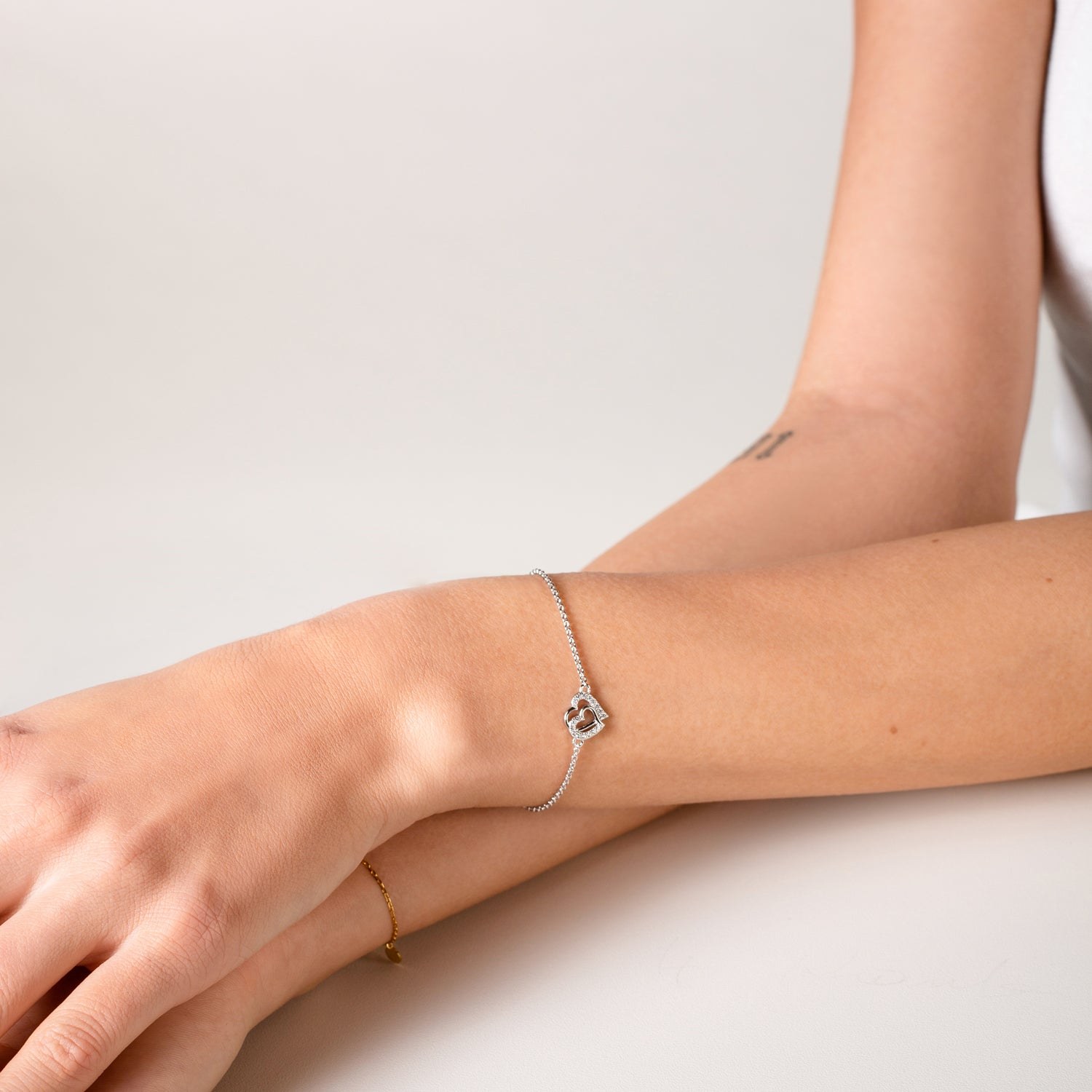 XENOX Armband LOVE STORY - Sterling Silber rosévergoldet - 15-18,5 cm - Herz – Ansicht 4