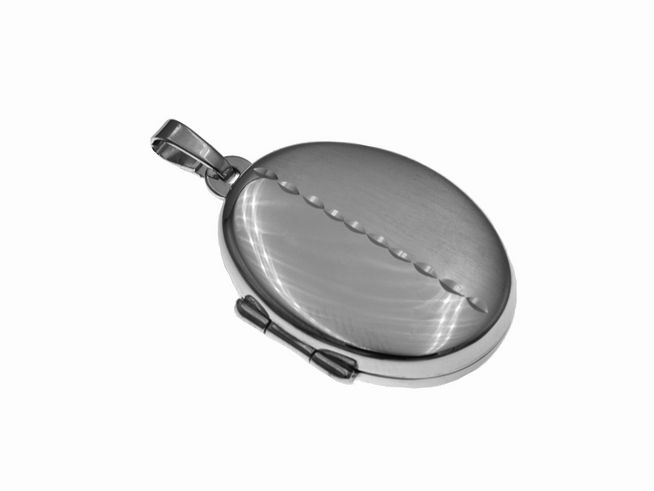 Silber Medaillon oval - mattiert - poliert - rhodiniert vom Hersteller Juwelier Harnisch, elegant und zeitlos mit feiner Oberflächengestaltung, ideal für persönliche Erinnerungen oder Geschenke.