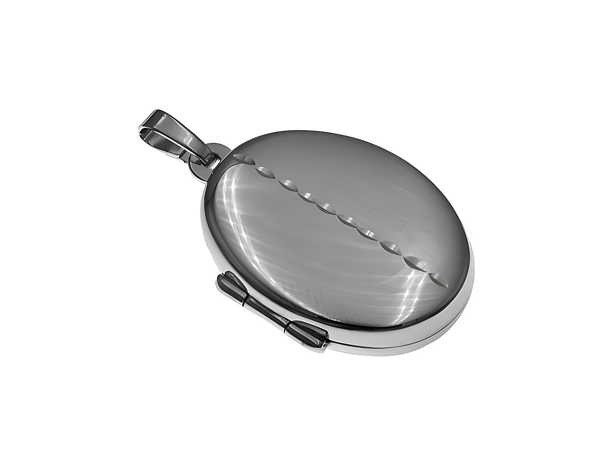 Silber Medaillon oval - mattiert - poliert - rhodiniert vom Hersteller Juwelier Harnisch, elegant und zeitlos mit feiner Oberflächengestaltung, ideal für persönliche Erinnerungen oder Geschenke.