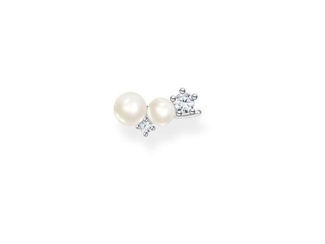 Thomas Sabo Charming Ohrstecker H2211-167-14 aus Sterling Silber mit zwei weißen Perlen und funkelndem Zirkonia, edler Ohrschmuck für jeden Anlass.