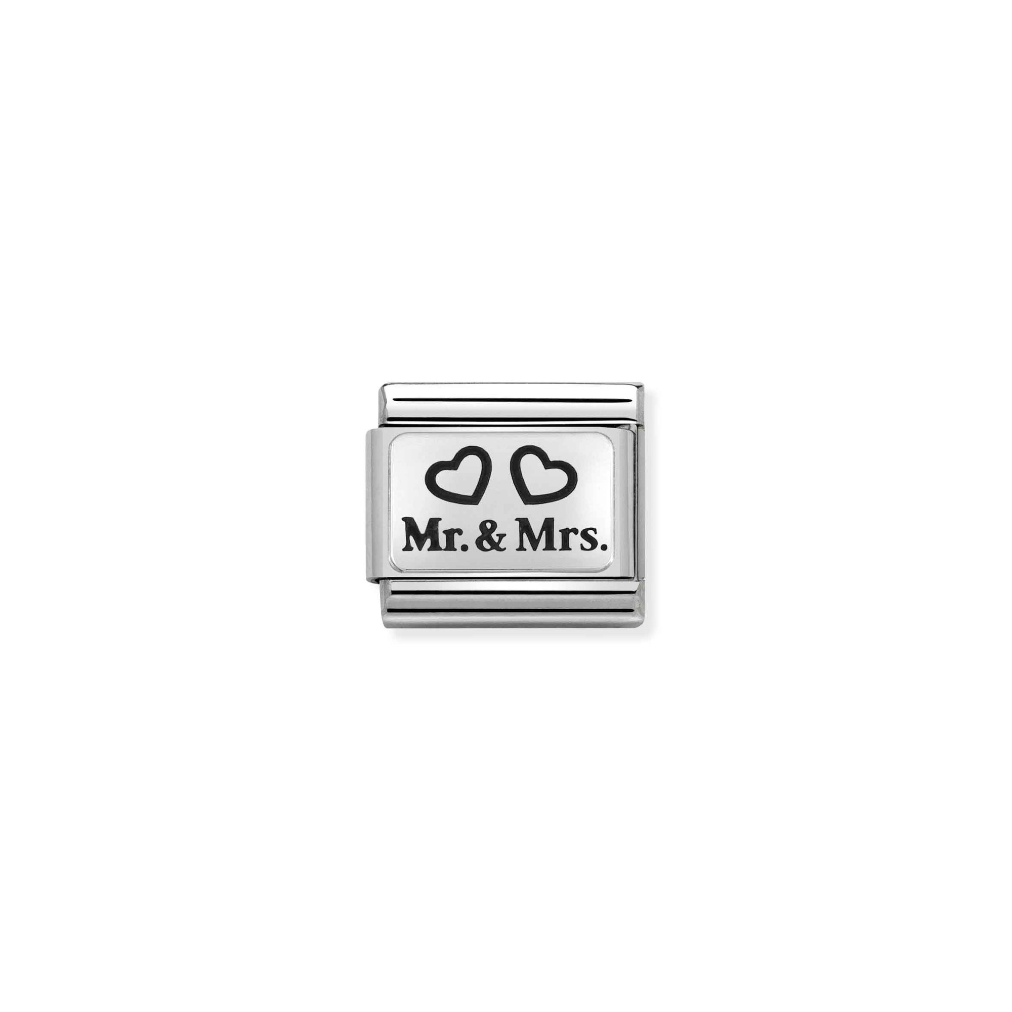 Nomination Mr und Mrs Herzen OXIDIERTE PLAKETTE SilverShine Classic