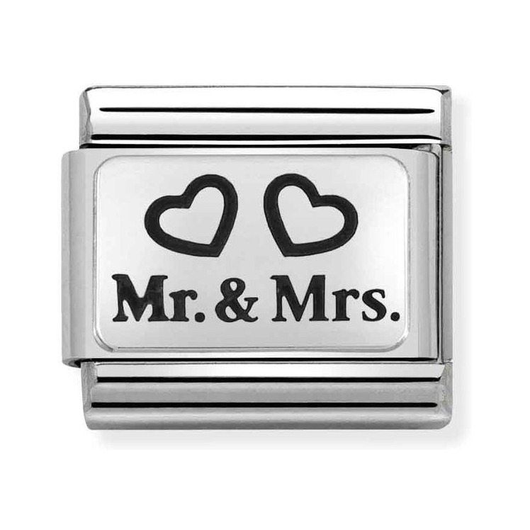 Nomination Mr und Mrs Herzen OXIDIERTE PLAKETTE SilverShine Classic