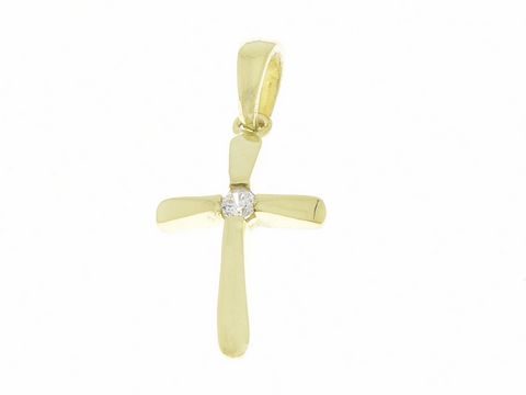 Silberner Anhänger in Form eines Kreuzes mit Zirkonia Stein, religiös, Hersteller Juwelier Harnisch. Elegantes Design und hochwertige Verarbeitung.