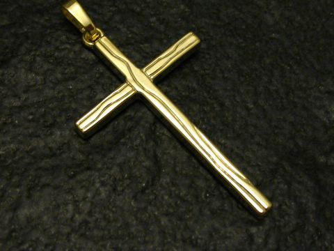 Großes Goldkreuz mit Muster aus Gold 333, Hersteller Juwelier Harnisch, klassisches Design, glänzende Oberfläche und feine Details für stilvolles Tragen.