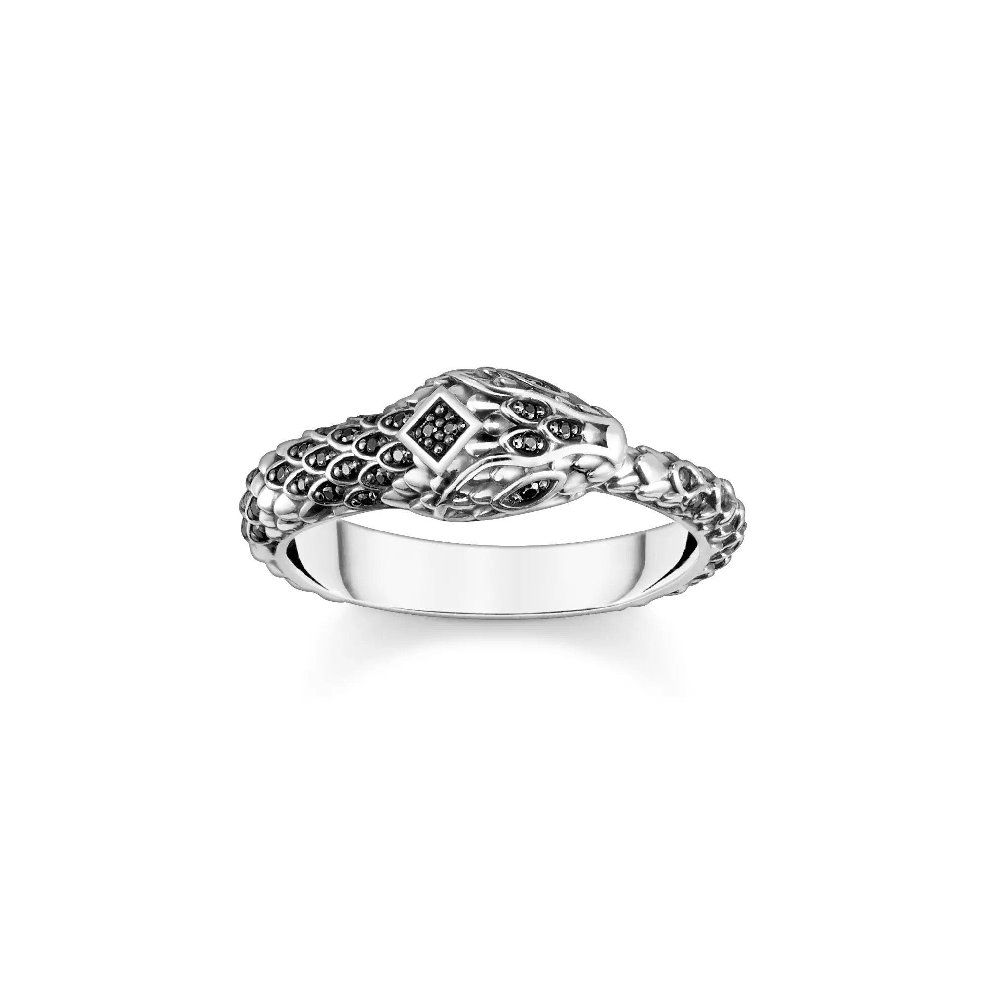 Thomas Sabo Ring geschwärzt Schlange – Silber – Zirkonia – kleine Schlange