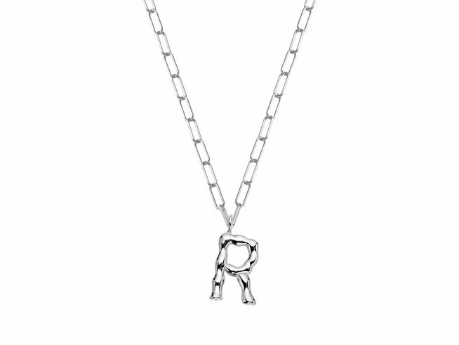 Xenox Sterling Silber Kette XS4150W/R mit einer Länge von 45 cm, elegant mit dem Buchstaben R als Anhänger gestaltet, ideal für individuelle Akzente.