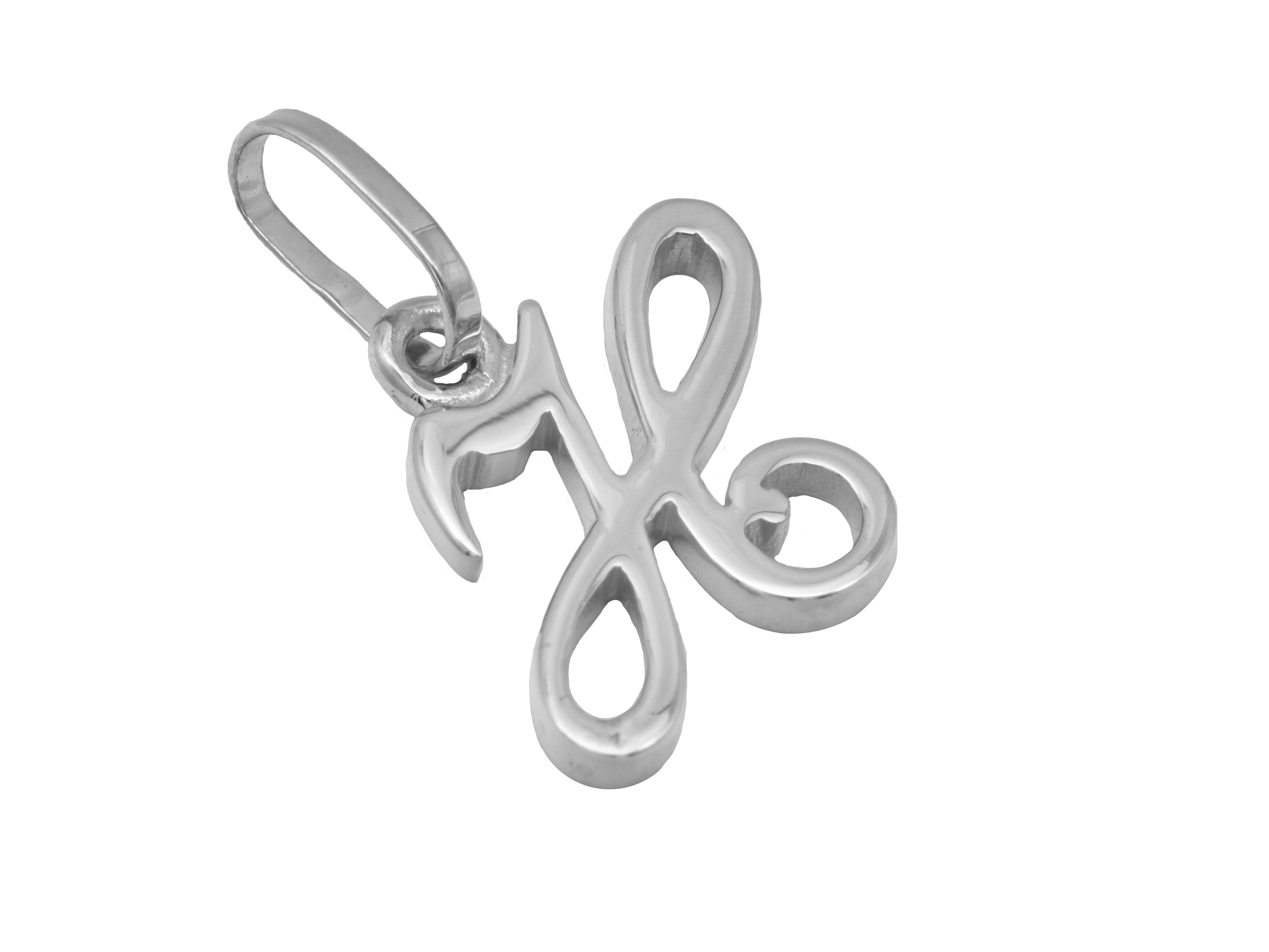 Buchstabenanhänger H aus rhodiniertem, poliertem Sterlingsilber, elegant designt, Hersteller Juwelier Harnisch, ideal als persönliches Schmuckstück oder Geschenk.