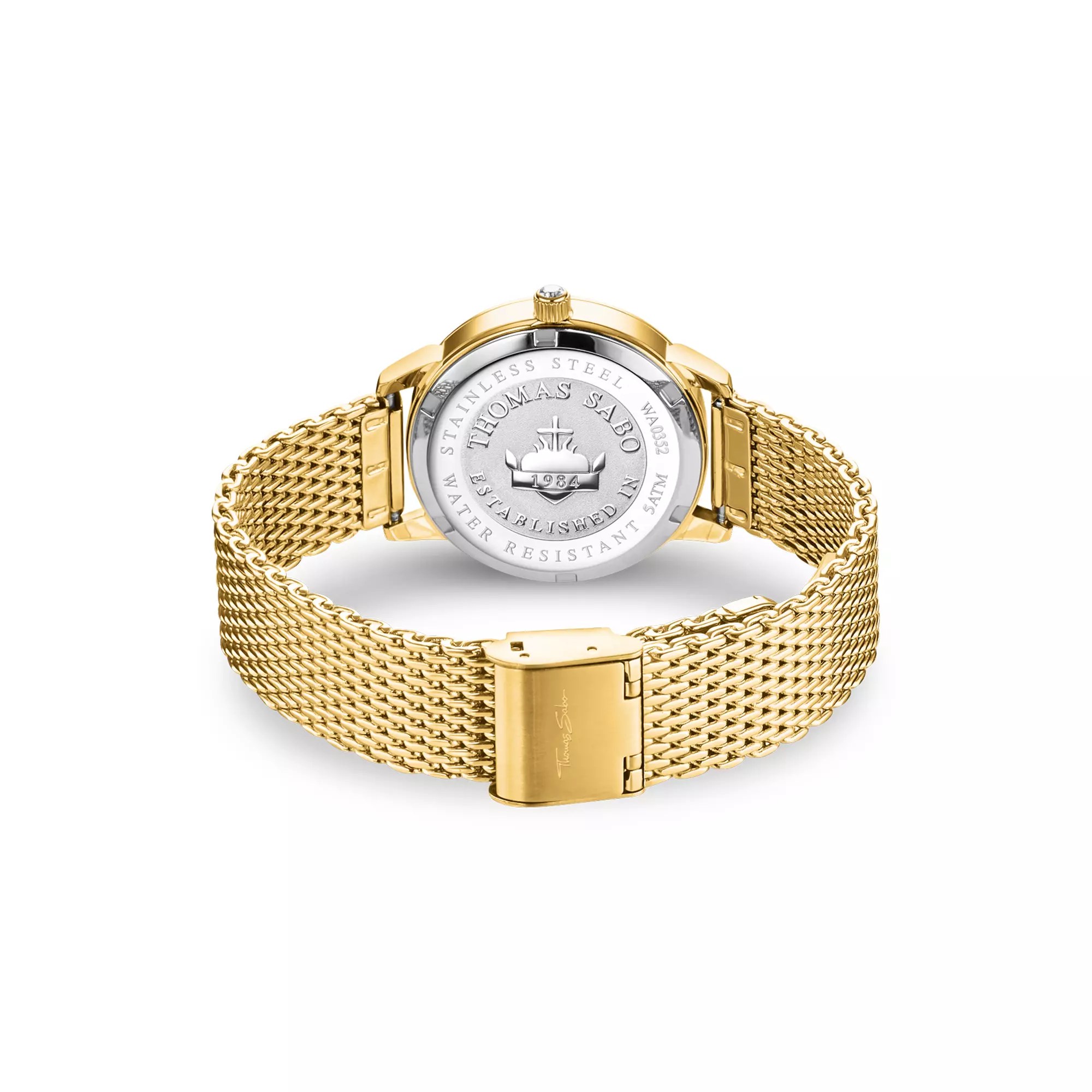 Thomas Sabo Damenuhr - Edelstahlgehäuse IP - Edelstahlband IP gelbgoldfarben - ZB blau – Ansicht 2