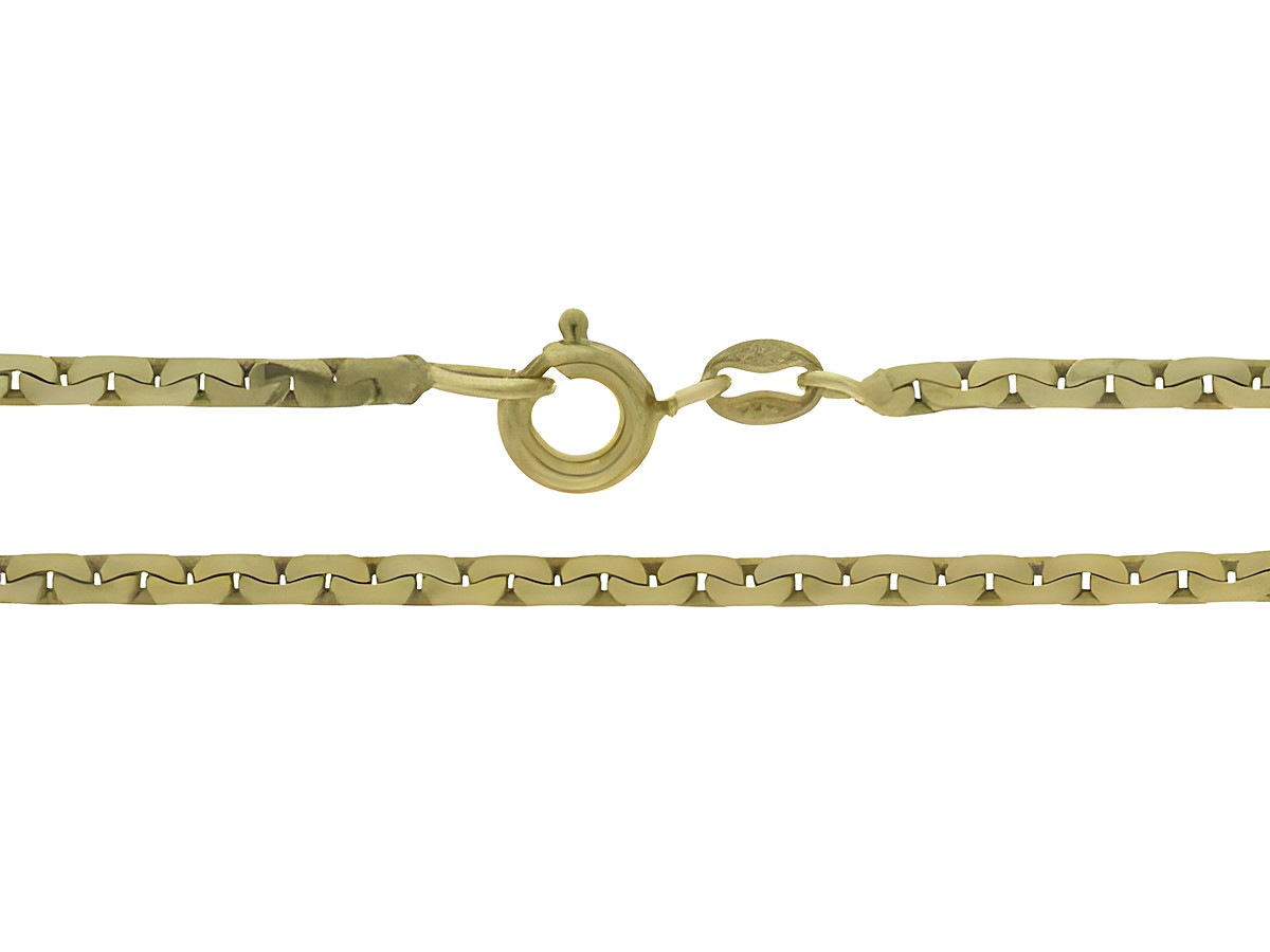 Hochwertige Doublé Kette in S-Panzer Optik, vergoldet, 45,5 cm lang, mit einer Stärke von 1,9 x 1 mm, Hersteller Juwelier Harnisch, ideal für eleganten Schmuck.
