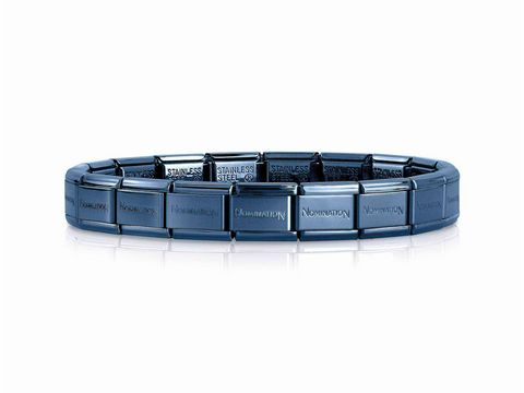 Edelstahlarmband in Blau von Nomination mit 18 Elementen, ideal für Starter-Armbänder, elegantes Design, vielseitig kombinierbar und langlebig.