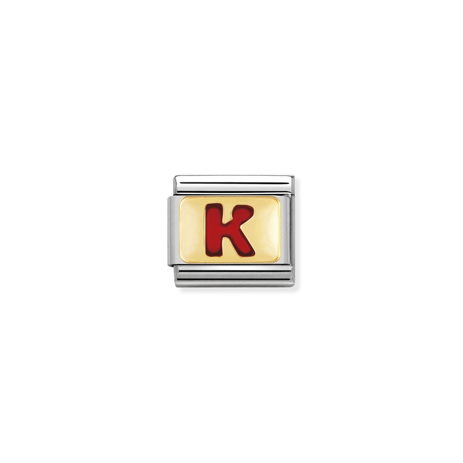 Nomination Composable Classic Charm Buchstabe K rot - Edelstahl, Gold 750 Gelbgold, Emaille