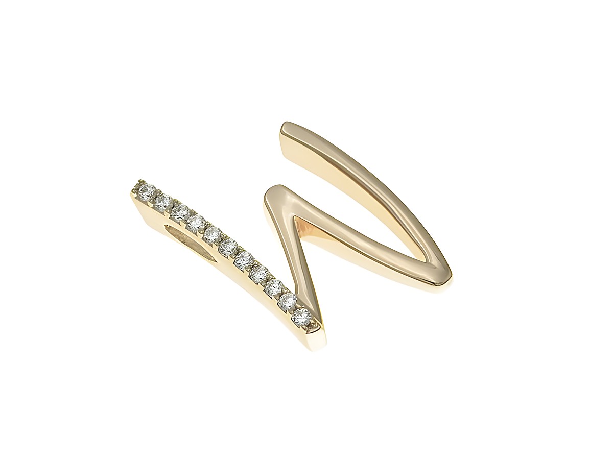 Anhänger aus Sterling Silber in Form des Buchstabens W, poliert und vergoldet in Roségold, verziert mit Zirkonia, Hersteller Juwelier Harnisch.