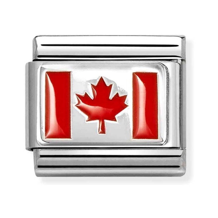 Nomination Composable Classic Charm Flagge Kanada - Edelstahl, Sterling Silber, Emaille