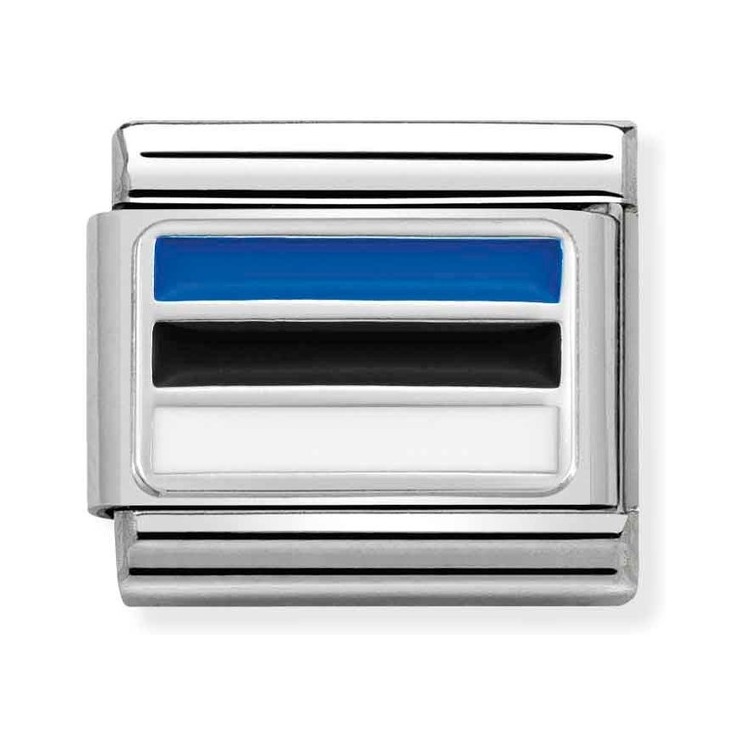 Nomination Composable Classic Charm Flagge Estland - Edelstahl, Sterling Silber, Emaille