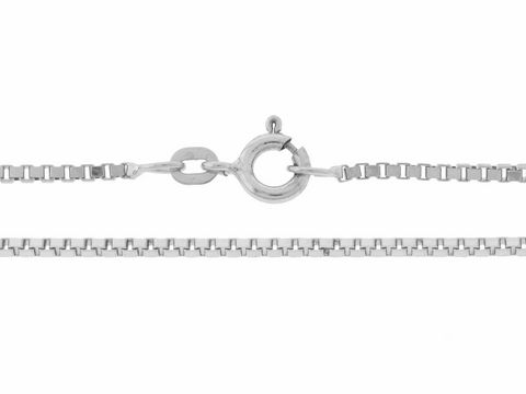 Veneziakette 585 Weißgold in 42 cm Länge mit 1,4 x 1,4 mm Gliedergröße und Federringverschluss, Hersteller Juwelier Harnisch, stilvolles Schmuckstück für jeden Anlass.