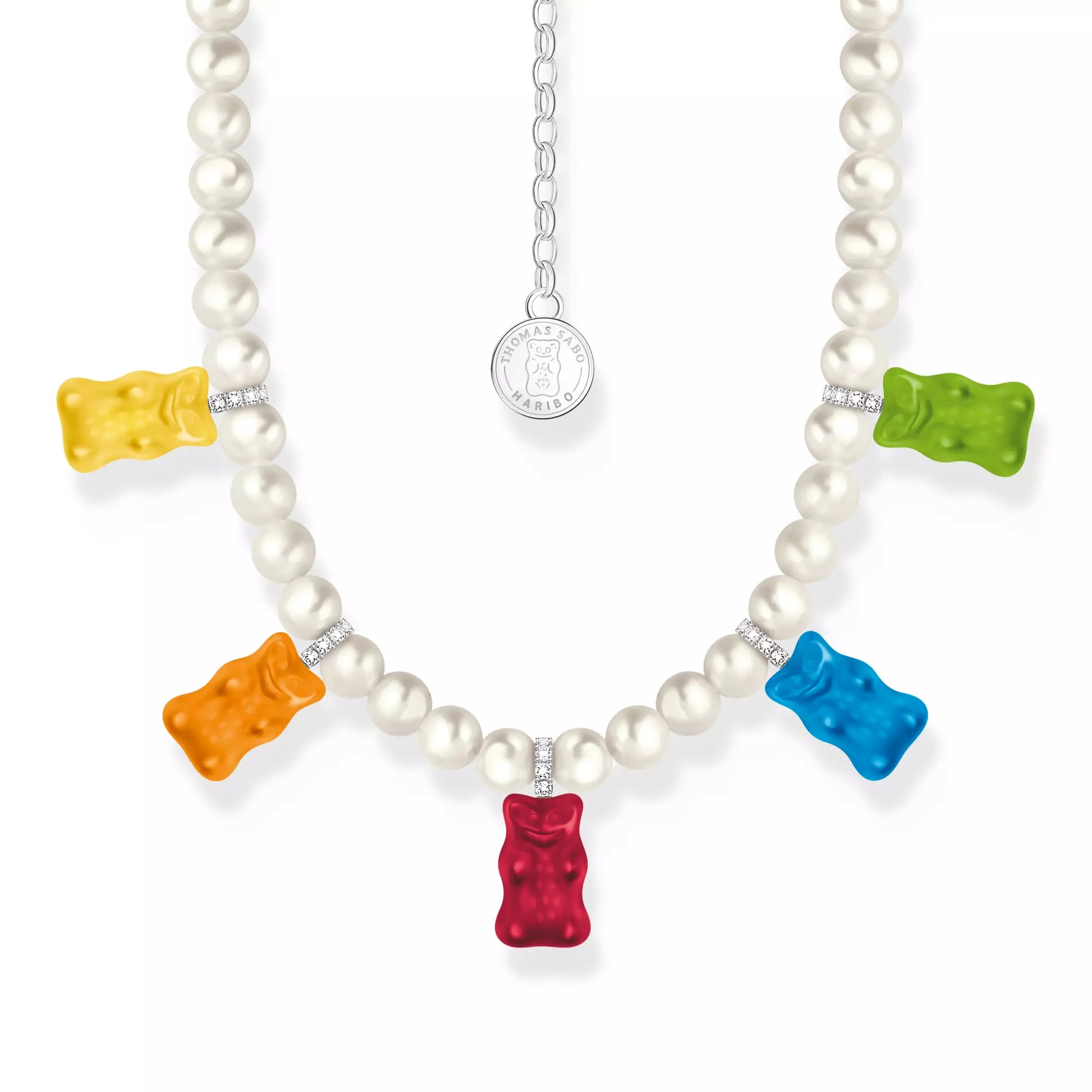 Thomas Sabo Kette - HARIBO - Goldbär - Gummibärchen - Bunt - Silber & Glas & Zirkonia - mehrfarbig - 42 bis 50 - 50 cm verstellbar