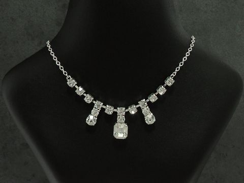 Strass Collier Kette hauchzart weiß 38-45 cm von Juwelier Harnisch aus Sterling Silber mit silberfarbenen Strasssteinen, elegant und funkelnd, ideal für festliche Anlässe.