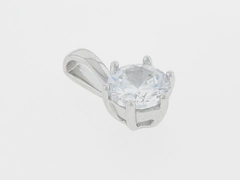 301427-0 Silber Anhänger rund aus hochwertigem Silber mit wunderschönem klaren Zirkonia, Hersteller Juwelier Harnisch, ideal für ein elegantes Schmuckstück.
