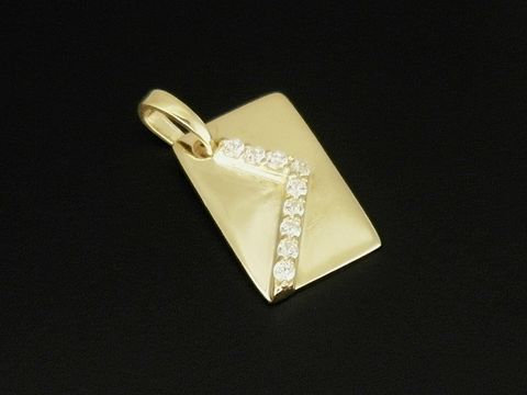 Briefumschlag Anhänger aus 333 Gold mit Zirkonia und Gravurplatte, Hersteller Juwelier Harnisch, elegantes Design und funkelnde Steinchen für besondere Anlässe.