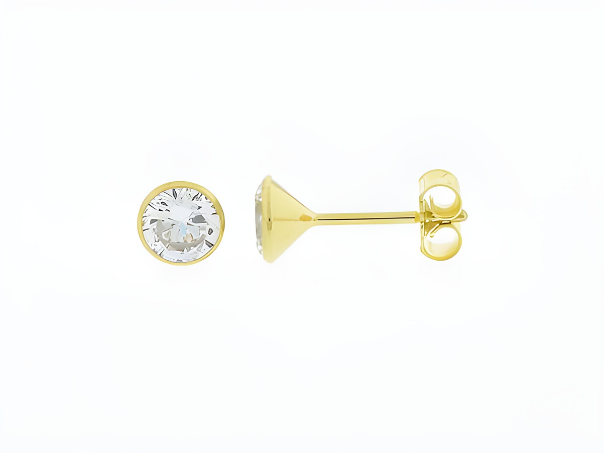 Gold Ohrringe Kelch 333 Gold 5,2 mm Zirkonia Stecker Hersteller Juwelier Harnisch Zirkonia in elegantem Design.