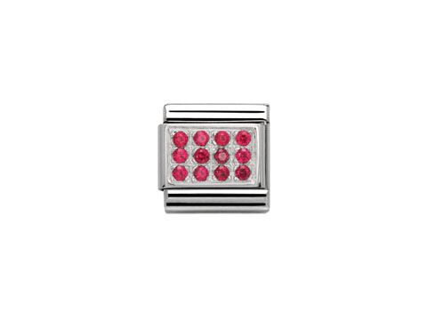 Armbandglied von Nomination Classic 330307 02 in Rot und SilverShine mit funkelnden Zirkonia-Steinen in rechteckiger Anordnung für einen eleganten Akzent.