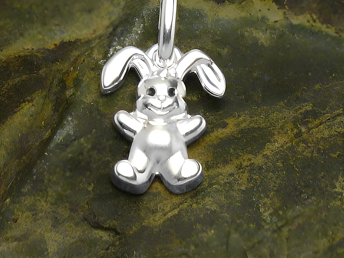 Hase Anhänger aus 925 Sterling Silber, süß gestaltet, perfekt für Kinder, Hersteller Juwelier Harnisch, hochwertiger Schmuck mit liebevollem Design.