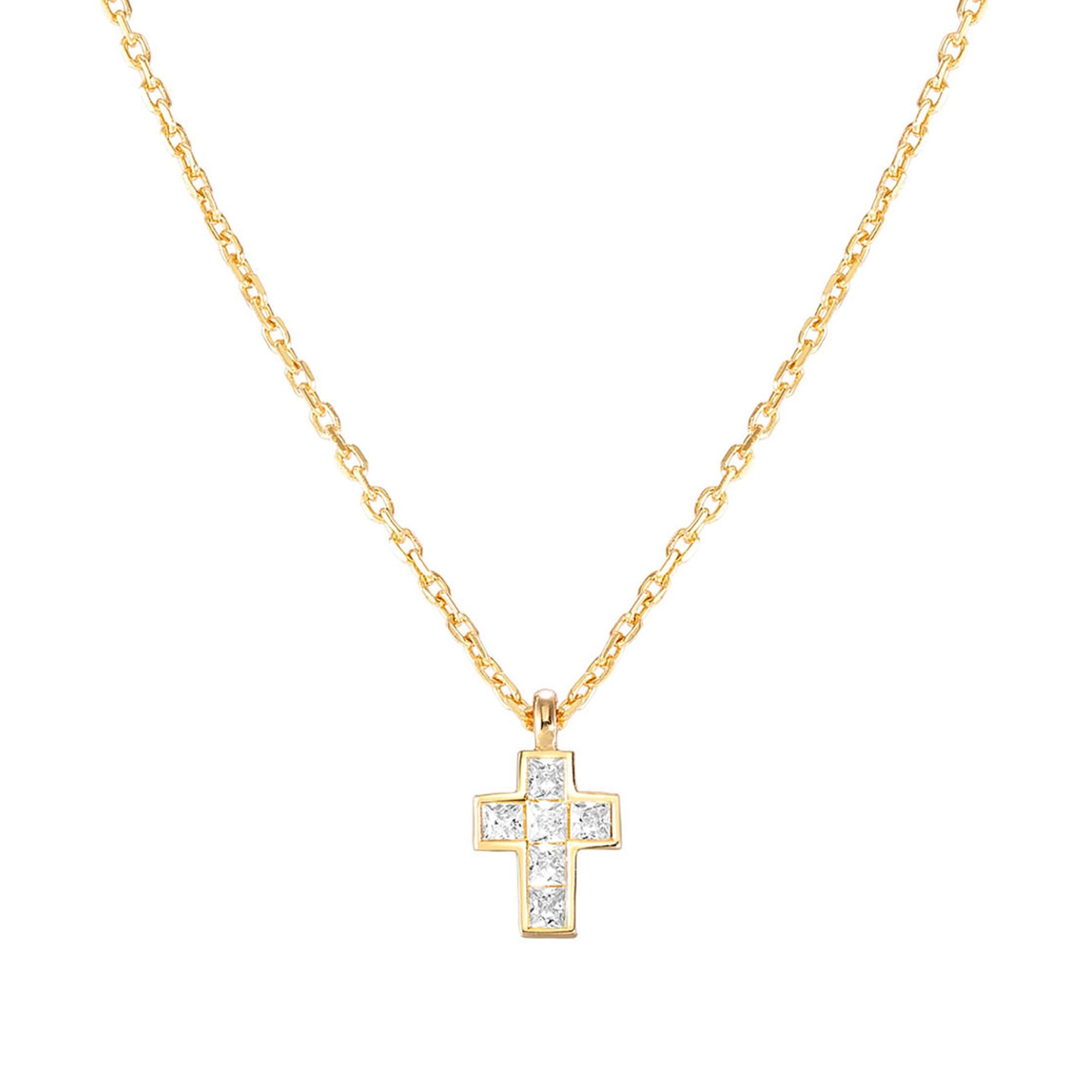 Nomination Carismatica kl. Kreuz Collier - Gelbgold vergoldet - Zirkonia Weiß - 38 - 44 cm