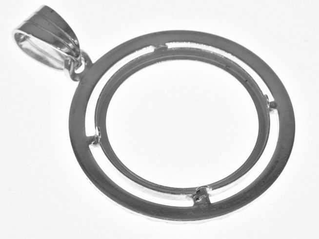 Münzfassung Anhänger aus 925 Sterling Silber mit Diamantschliff, geeignet für Münzen bis 20 mm Durchmesser, harmonisches Design, Hersteller Juwelier Harnisch, bis 2,5 cm Münzen.