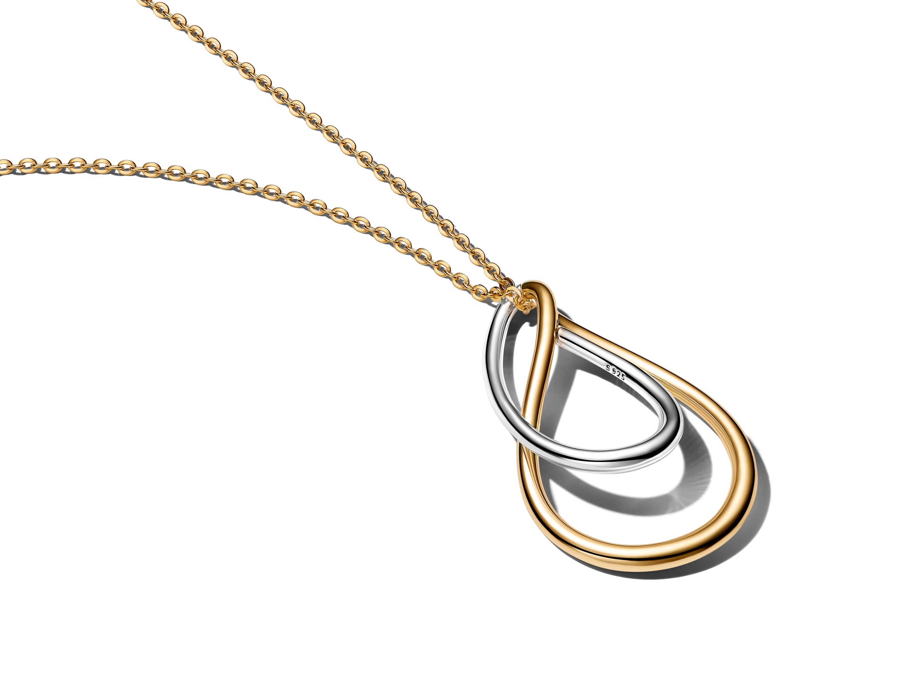 Pandora 364668C00-50 - bicolor Doppel-Anhänger-Halskette 50 cm - Gelbgold Vergoldung