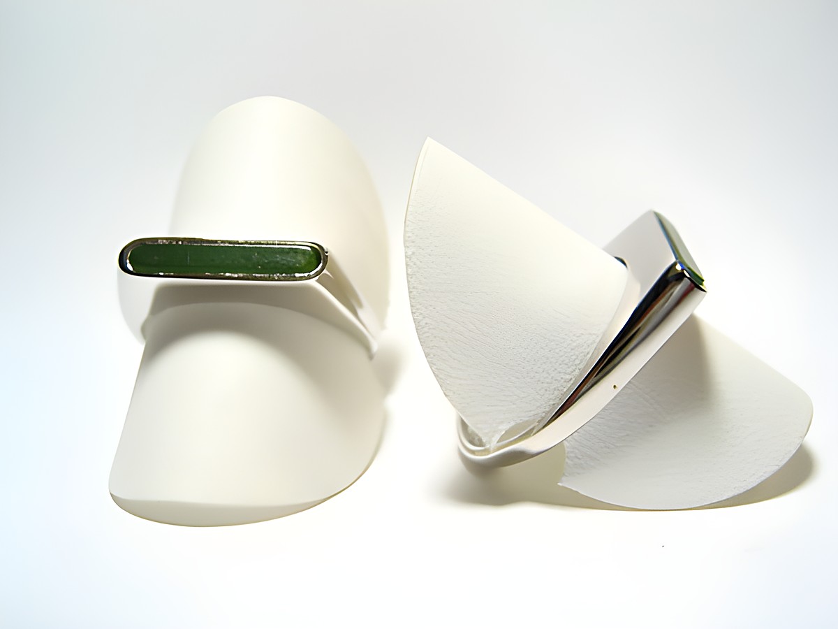 Silber Designer Ring rhodiniert mit grünem Jade, Hersteller Juwelier Harnisch, verstellbarer Ring, modern und elegant, ideal für stilbewusste Trägerinnen.