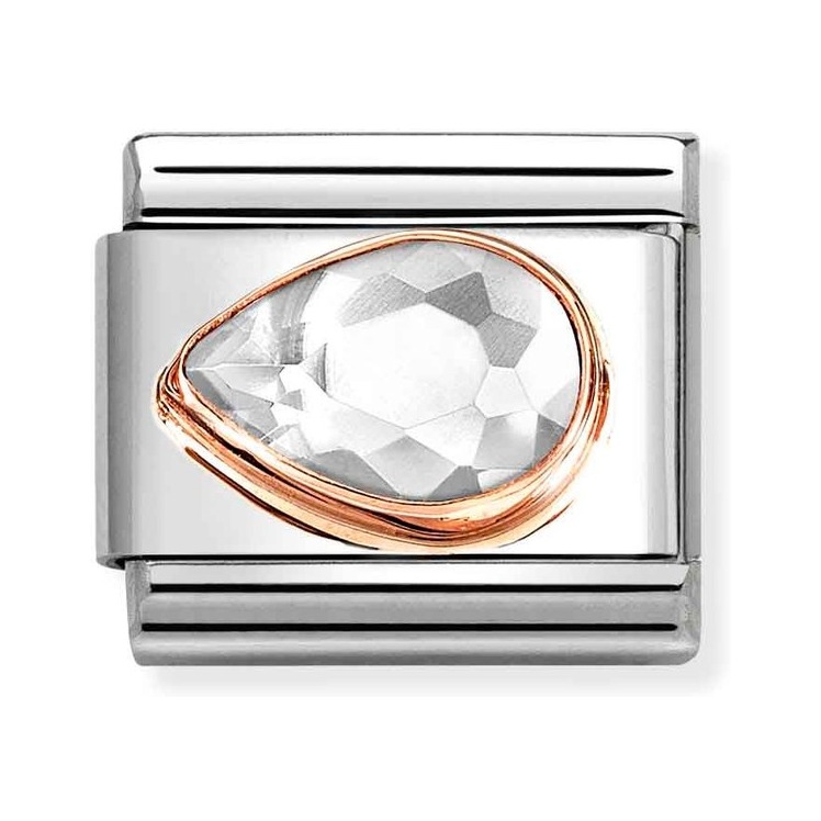 Nomination Classic - Weiß - Zirkonia - Tropfen - Links - Roségold & Edelstahl