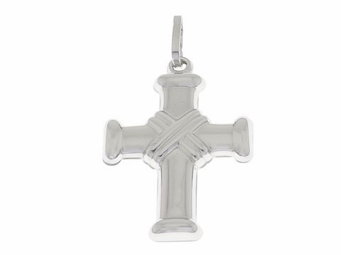 Anhänger Kreuz in Silber rhodiniert, individuell gestaltet mit Muster, Hersteller Juwelier Harnisch.